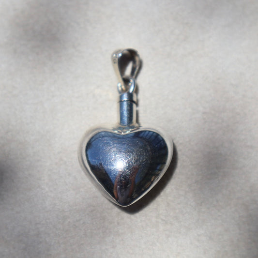 Sterling Silver Puffy Heart Vial Pendant