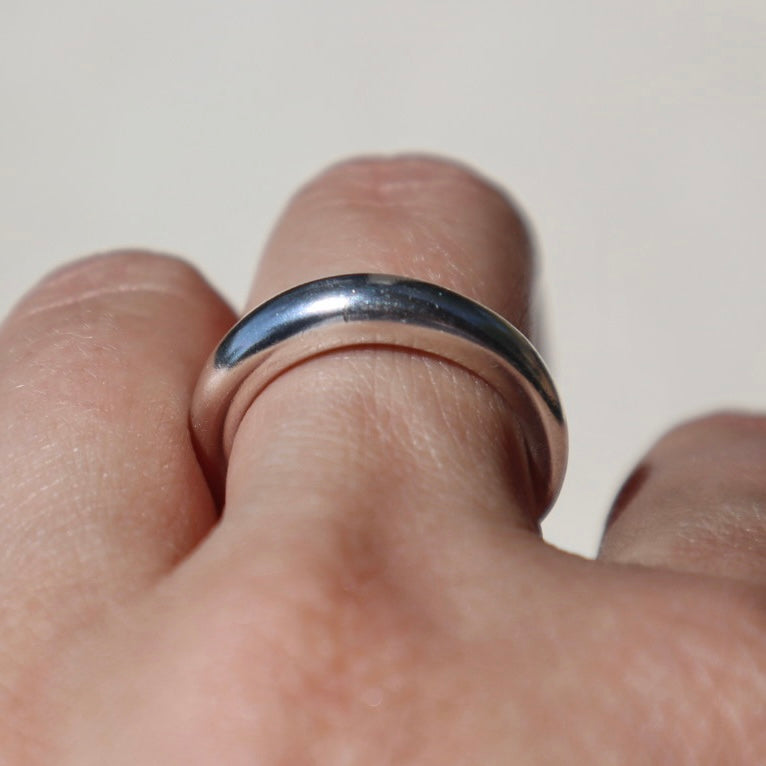 Minimalist Silver Tapered Band