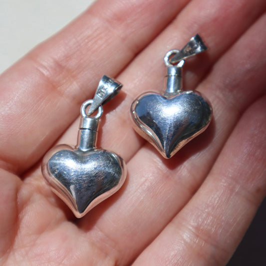 Sterling Silver Puffy Heart Vial Pendants