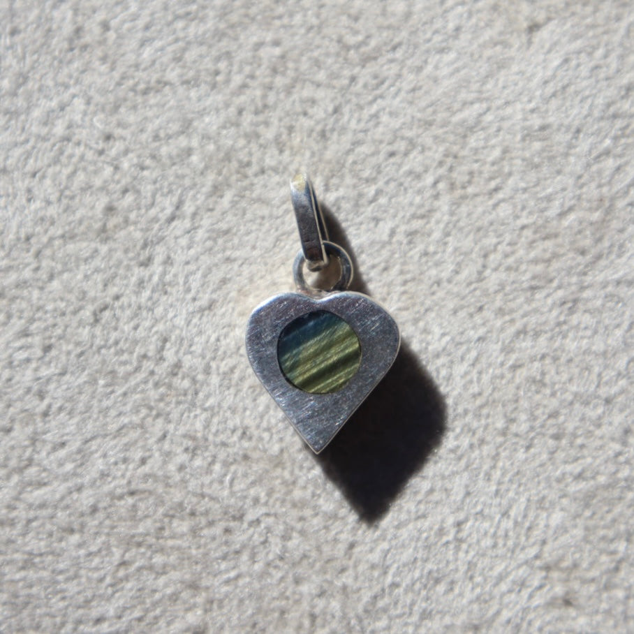 Sterling Taxco Tiger’s Eye Heart Pendant
