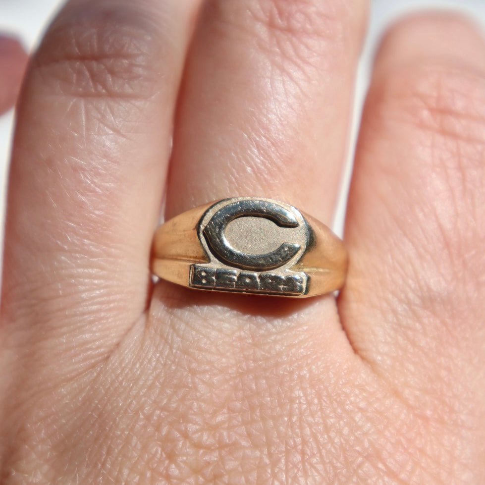 Gold Chicago Bears Signet Ring