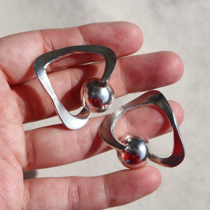 Handmade Abstract Sterling Spinner Earrings