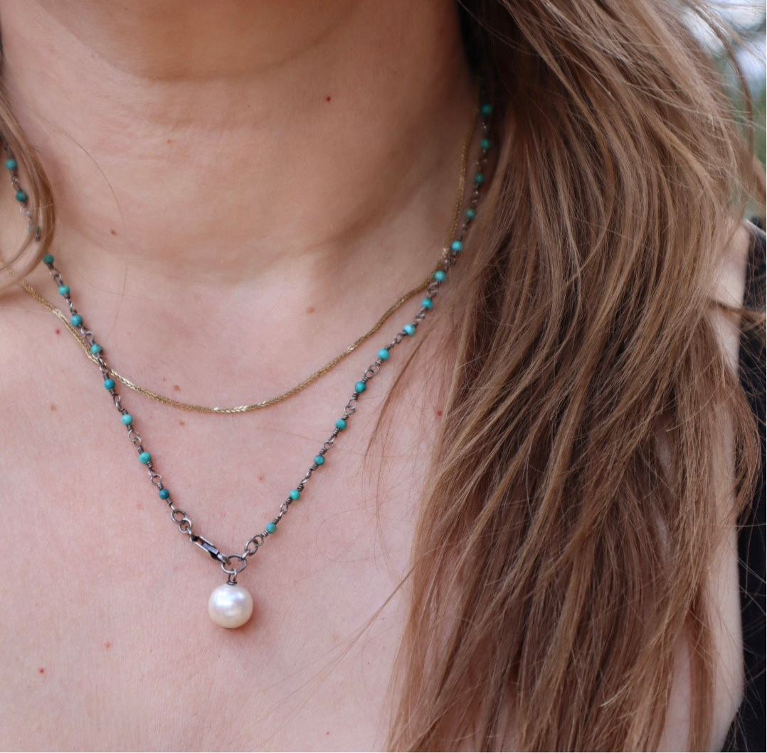 Sterling Turquoise Beaded Necklace