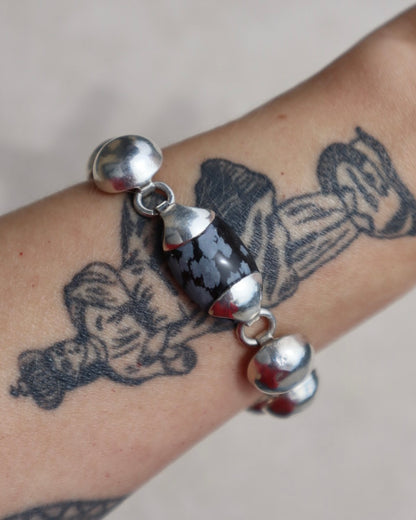 Sterling Taxco Snowflake Jasper Bracelet