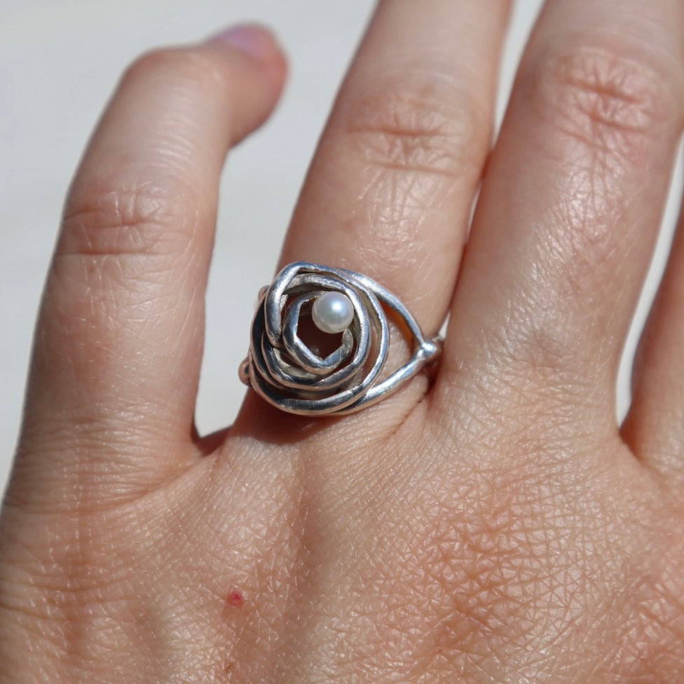 Nested Pearl Sterling Silver Ring