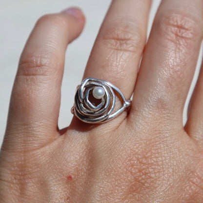 Nested Pearl Sterling Silver Ring