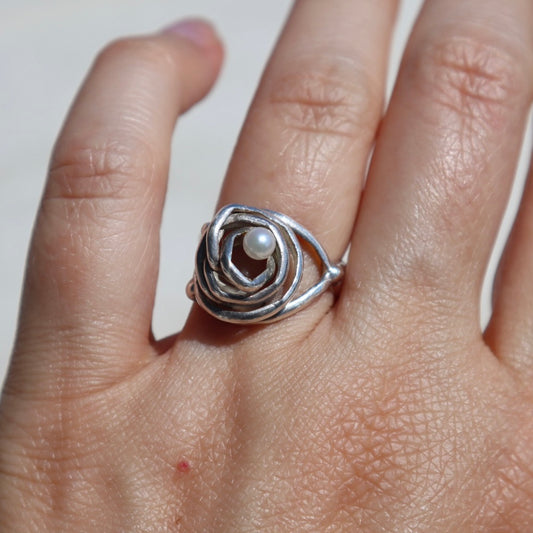 Nested Pearl Sterling Silver Ring