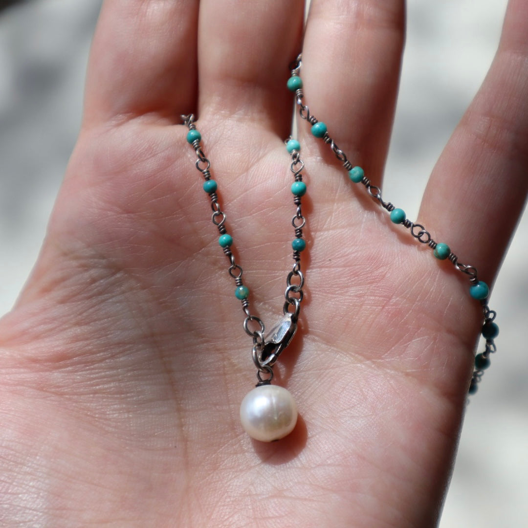 Sterling Turquoise Beaded Necklace