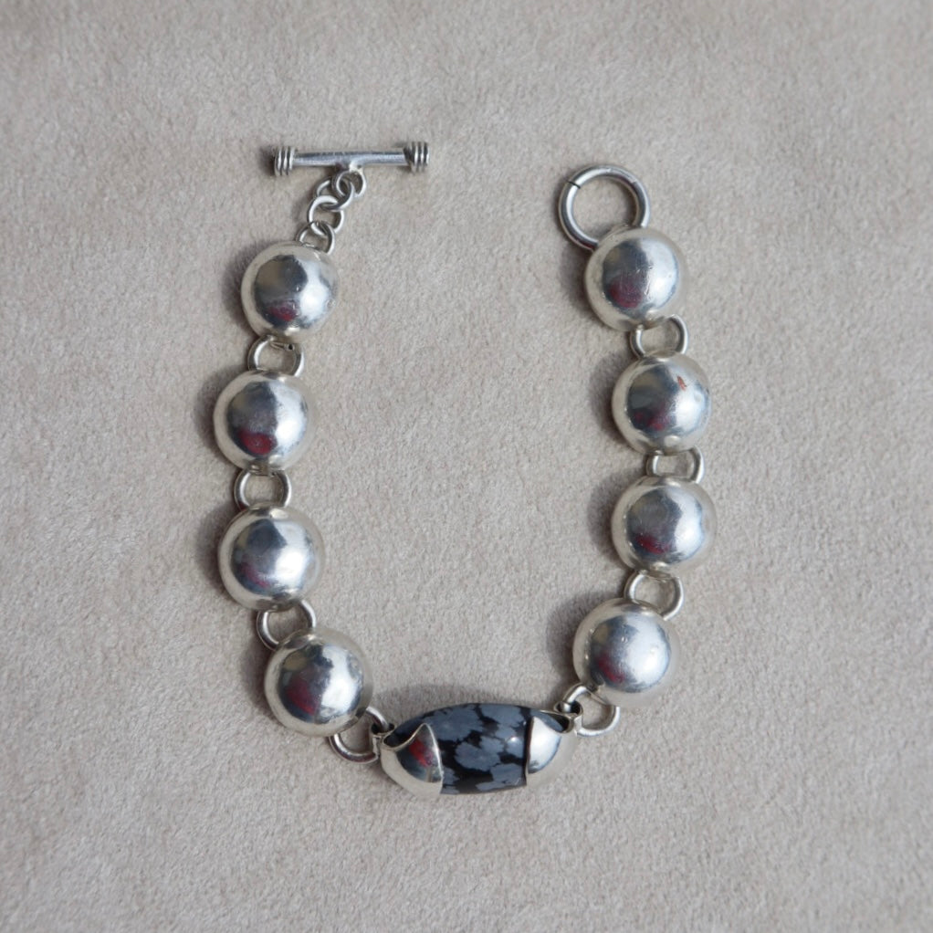 Sterling Taxco Snowflake Jasper Bracelet