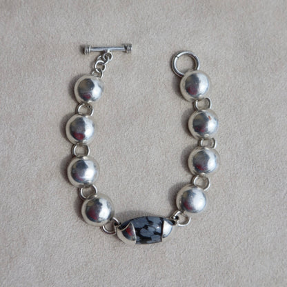 Sterling Taxco Snowflake Jasper Bracelet