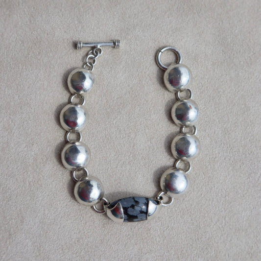 Sterling Taxco Snowflake Jasper Bracelet