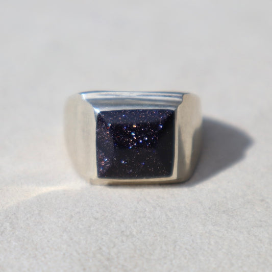 Taxco Mexico Blue Goldstone Ring