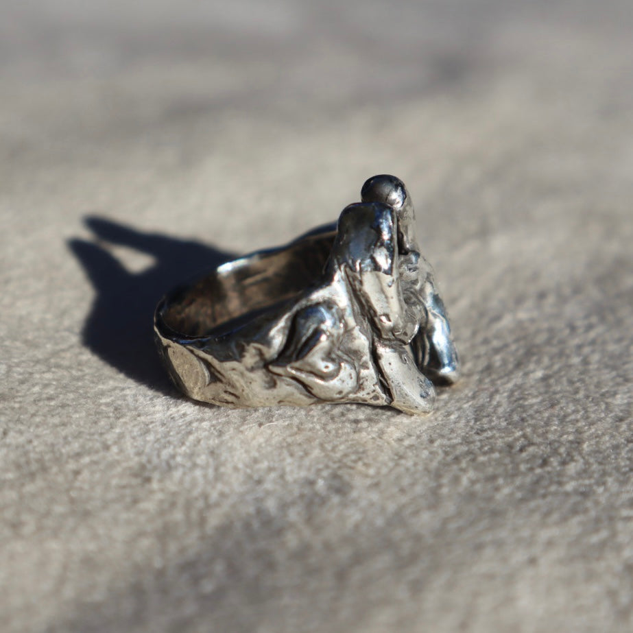 Sterling Horseshoe + Heart Signet Ring