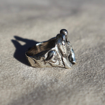 Sterling Horseshoe + Heart Signet Ring