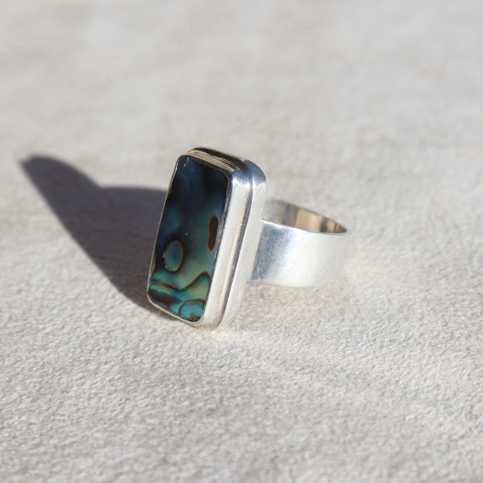 Oil Slick Abalone Sterling Ring