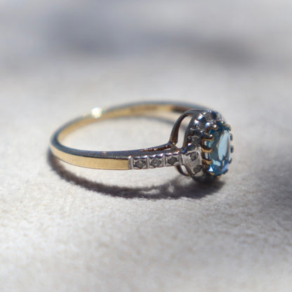 Blue Topaz + Diamond Ring