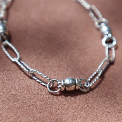 Handmade Silver Cable Chain and Beaded Bracelet