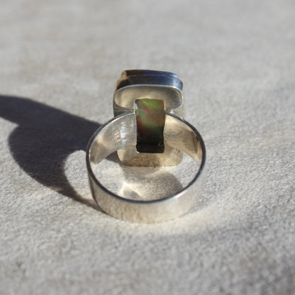 Oil Slick Abalone Sterling Ring