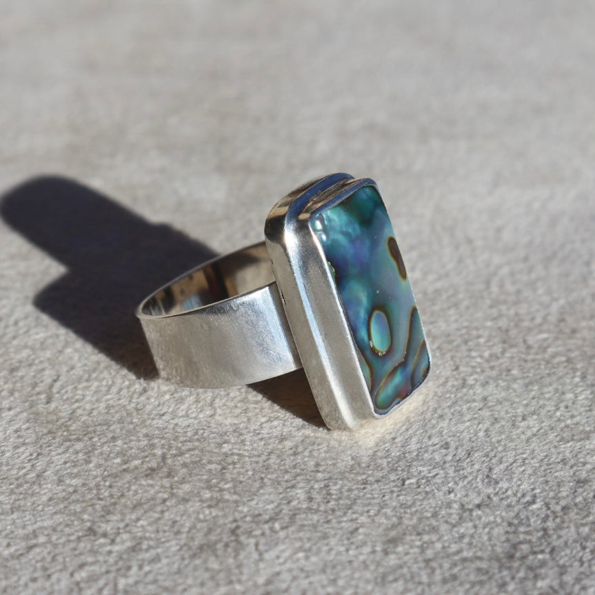 Oil Slick Abalone Sterling Ring