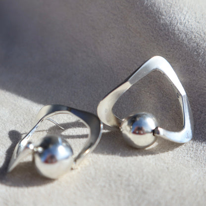 Handmade Abstract Sterling Spinner Earrings