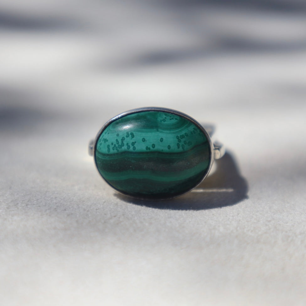Modern Sculptural Malachite Ring