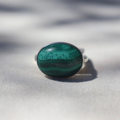 Modern Sculptural Malachite Ring