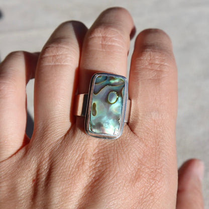 Oil Slick Abalone Sterling Ring
