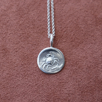 Sterling Silver Cancer Coin Pendant