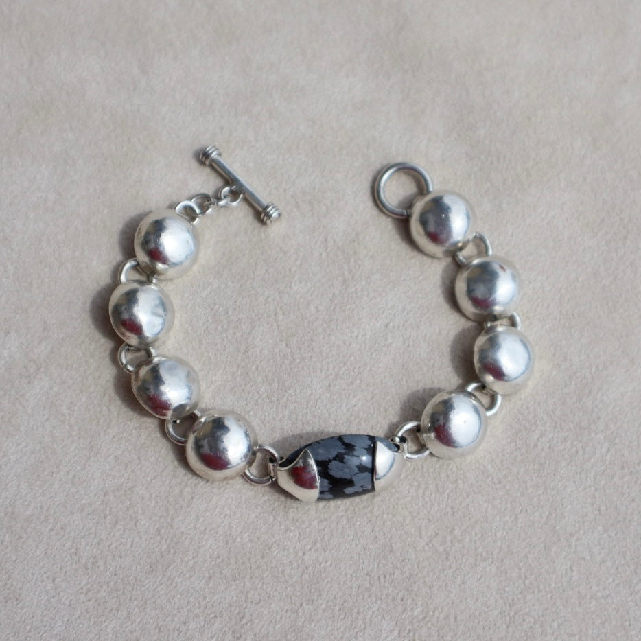 Sterling Taxco Snowflake Jasper Bracelet
