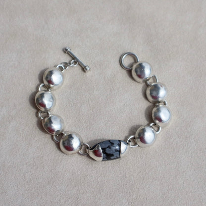 Sterling Taxco Snowflake Jasper Bracelet