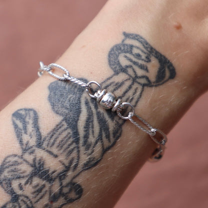 Handmade Silver Cable Chain and Beaded Bracelet