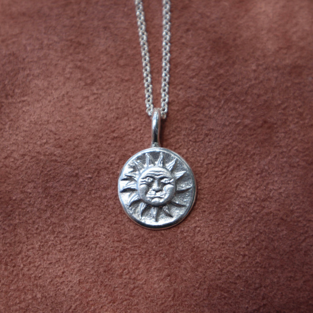 Sterling Silver Sun Face Pendant