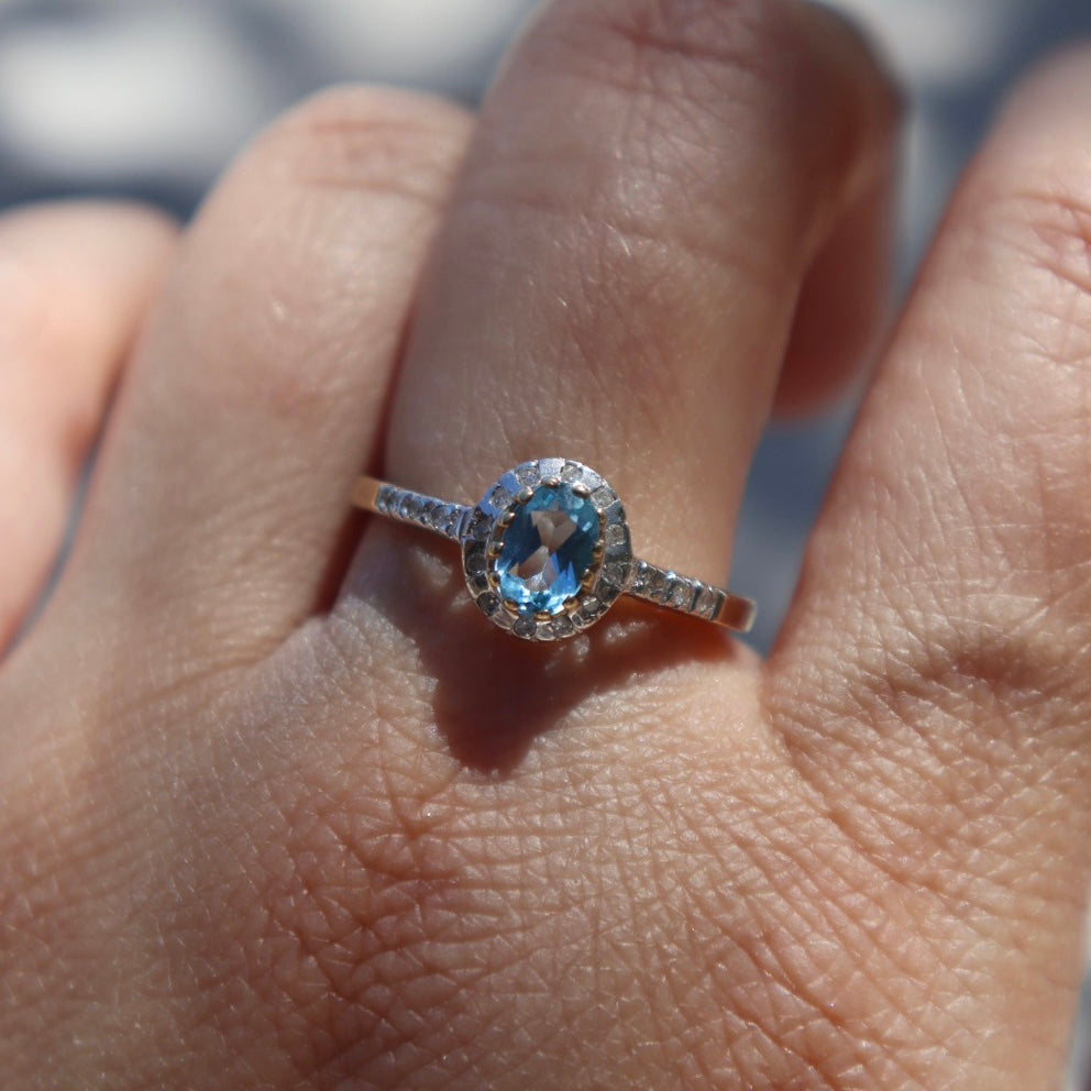 Blue Topaz + Diamond Ring