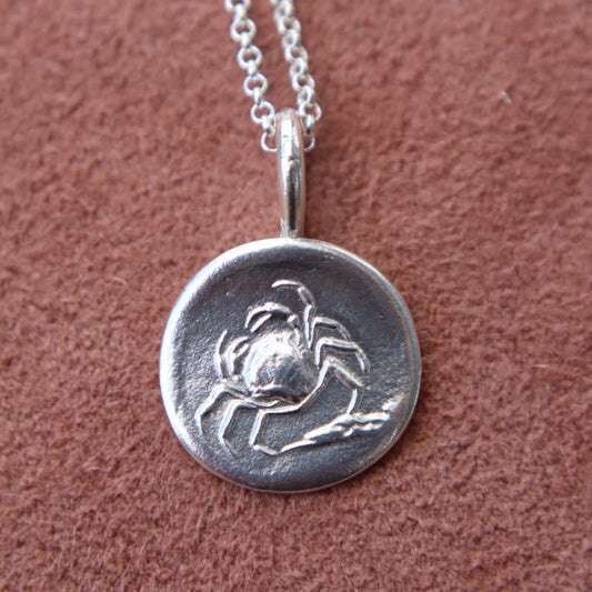 Sterling Silver Cancer Coin Pendant