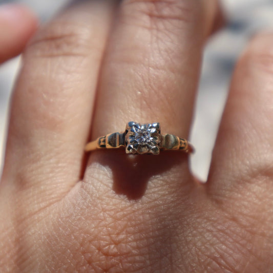 14k Gold Art Deco Diamond Ring