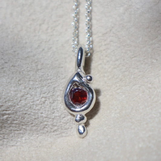 Freeform Garnet Teardrop Pendant