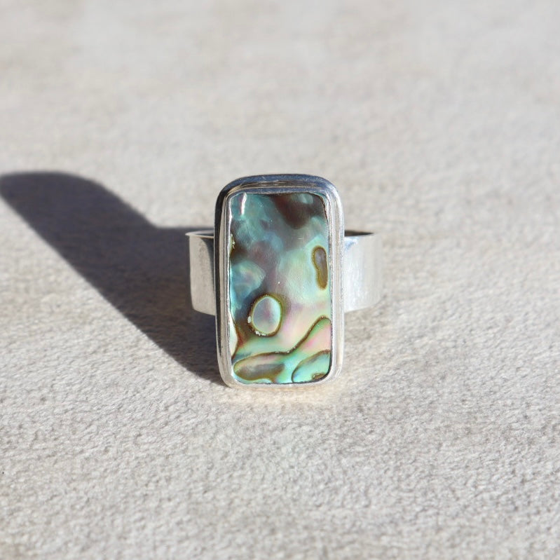 Oil Slick Abalone Sterling Ring