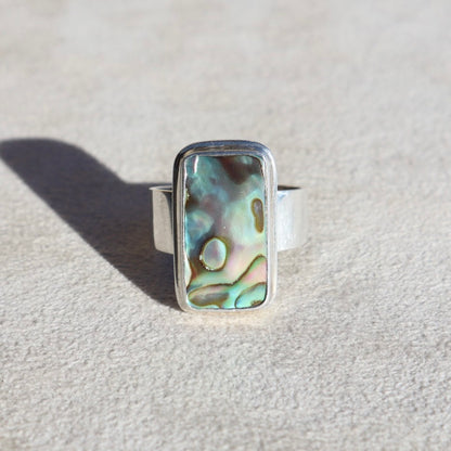 Oil Slick Abalone Sterling Ring