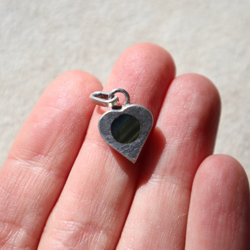 Sterling Taxco Tiger’s Eye Heart Pendant