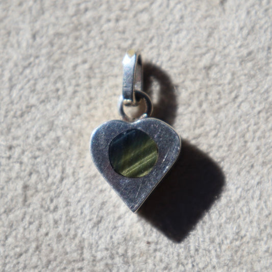 Sterling Taxco Tiger’s Eye Heart Pendant