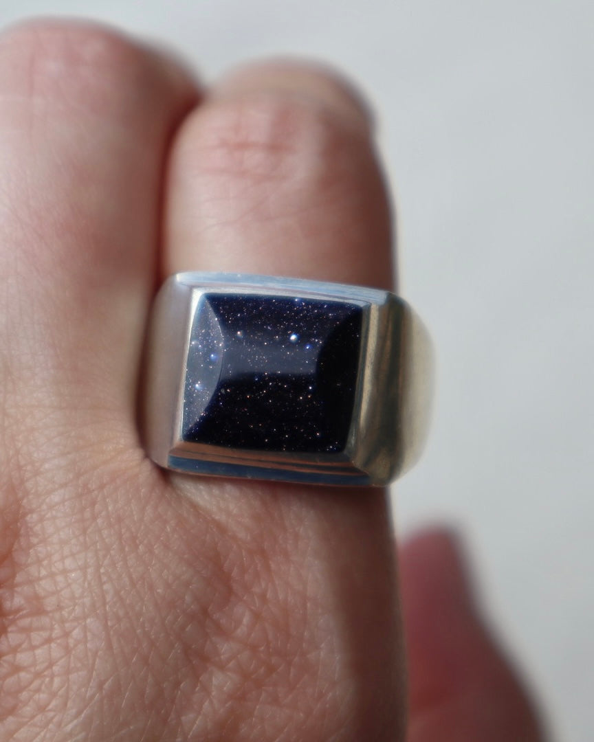 Taxco Mexico Blue Goldstone Ring