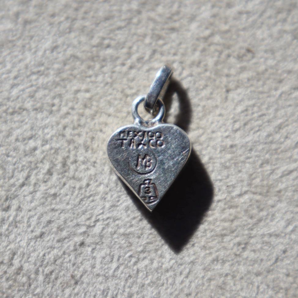 Sterling Taxco Tiger’s Eye Heart Pendant