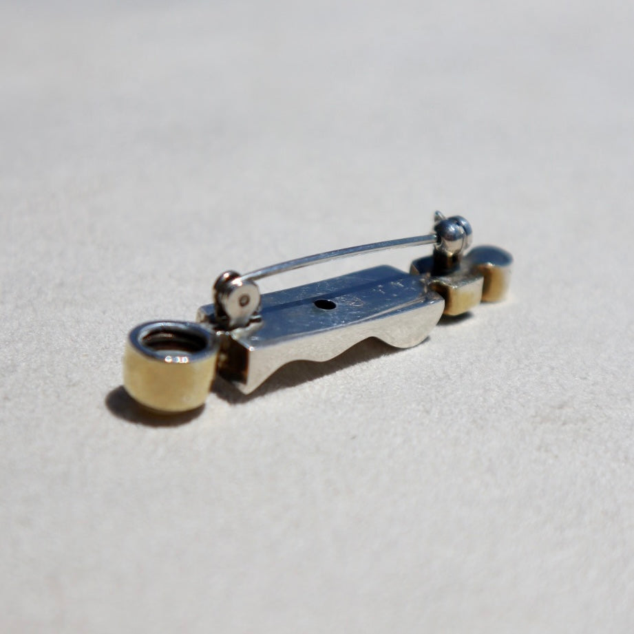 Postmodern Gemstone + Pearl Brooch