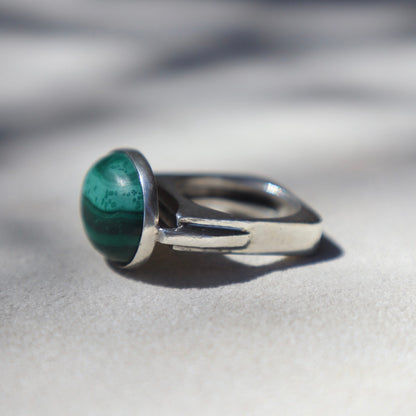 Modern Sculptural Malachite Ring