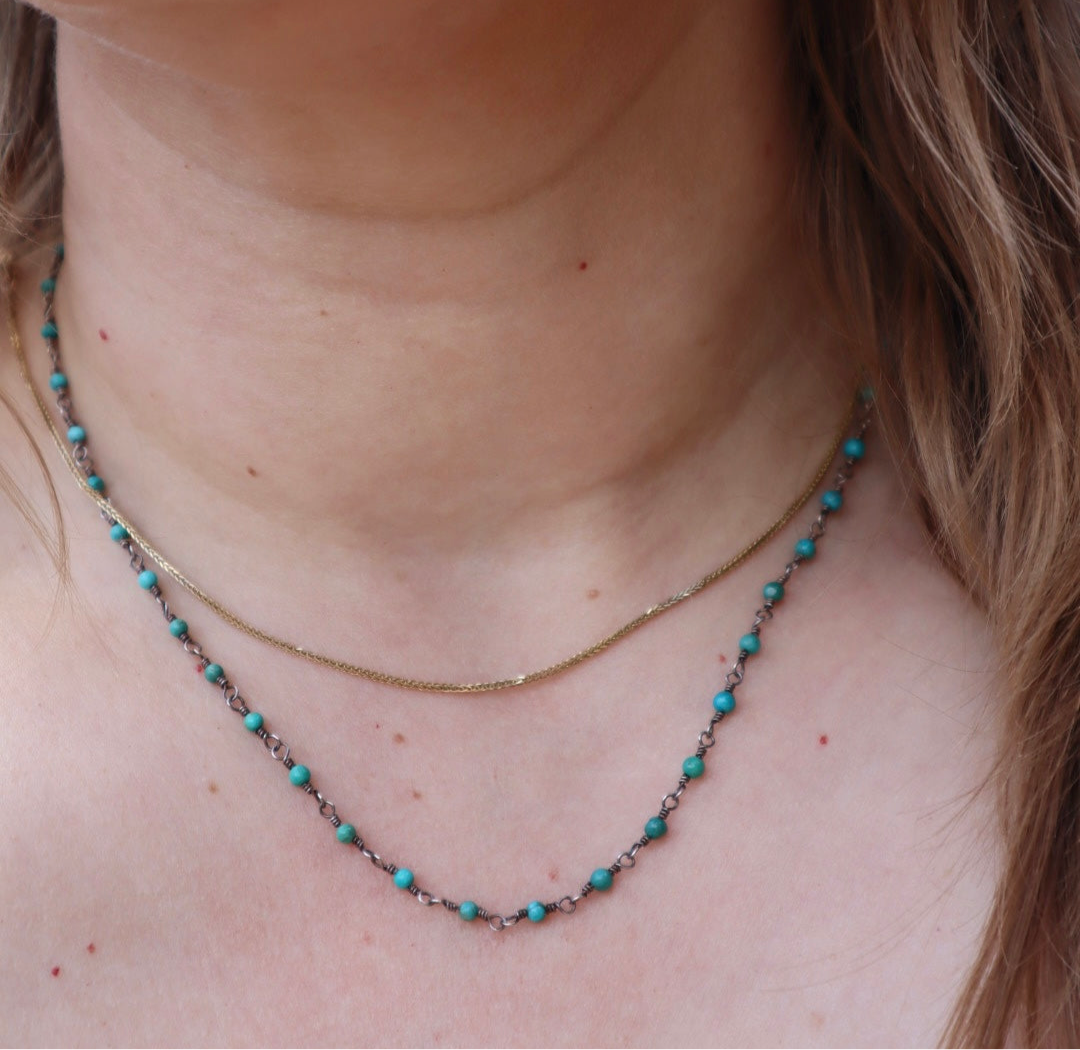 Sterling Turquoise Beaded Necklace