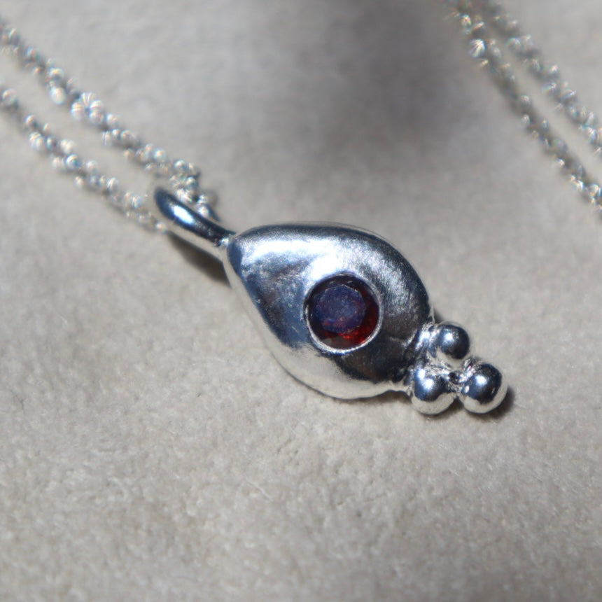 Freeform Garnet Teardrop Pendant