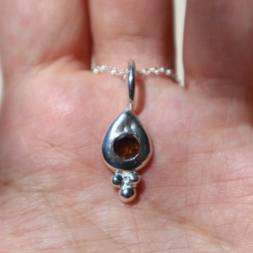 Freeform Garnet Teardrop Pendant