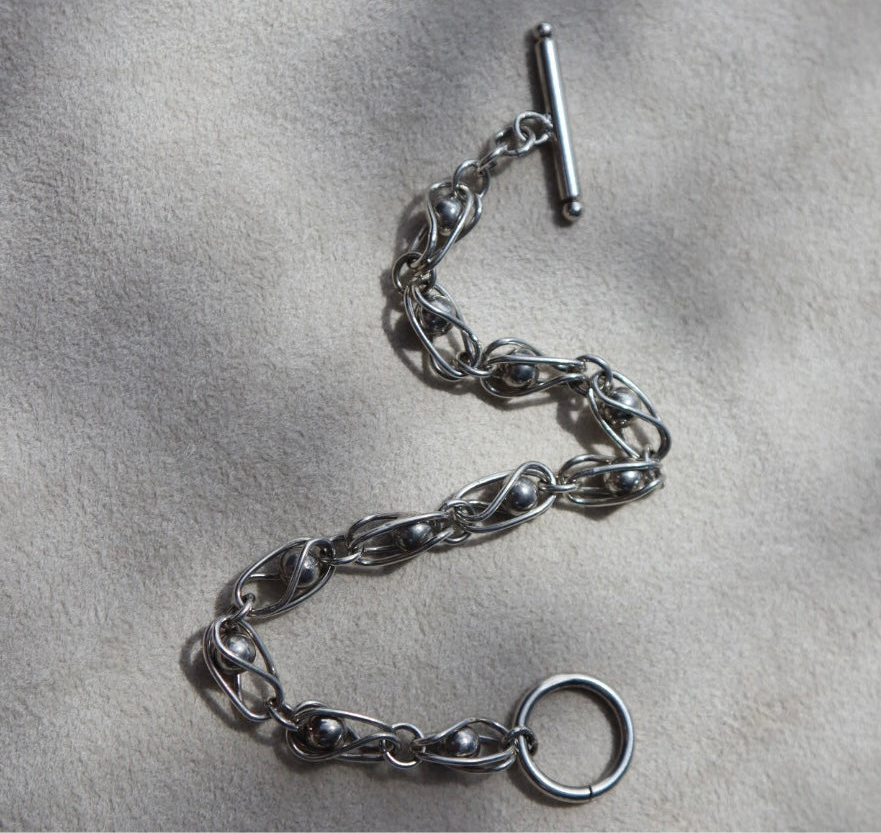 Modern Caged Ball Toggle Bracelet