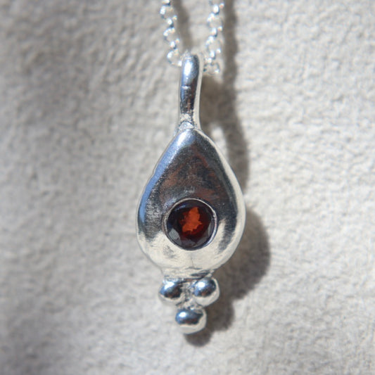 Freeform Garnet Teardrop Pendant