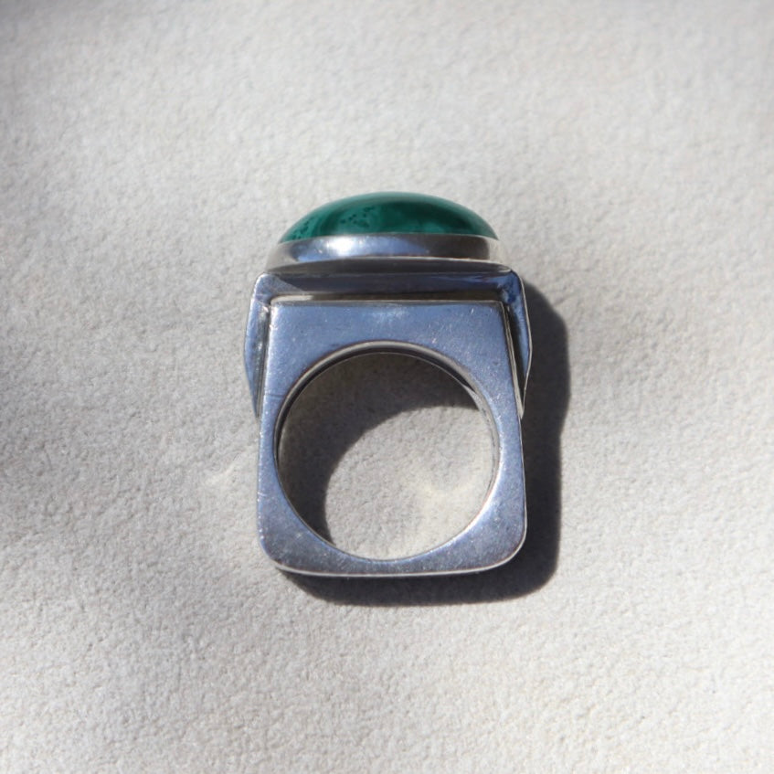 Modern Sculptural Malachite Ring